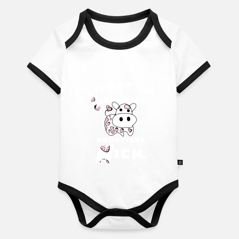 Erdbeermilch - Erdbeeren Baby Bio-Kurzarm-Kontrastbody