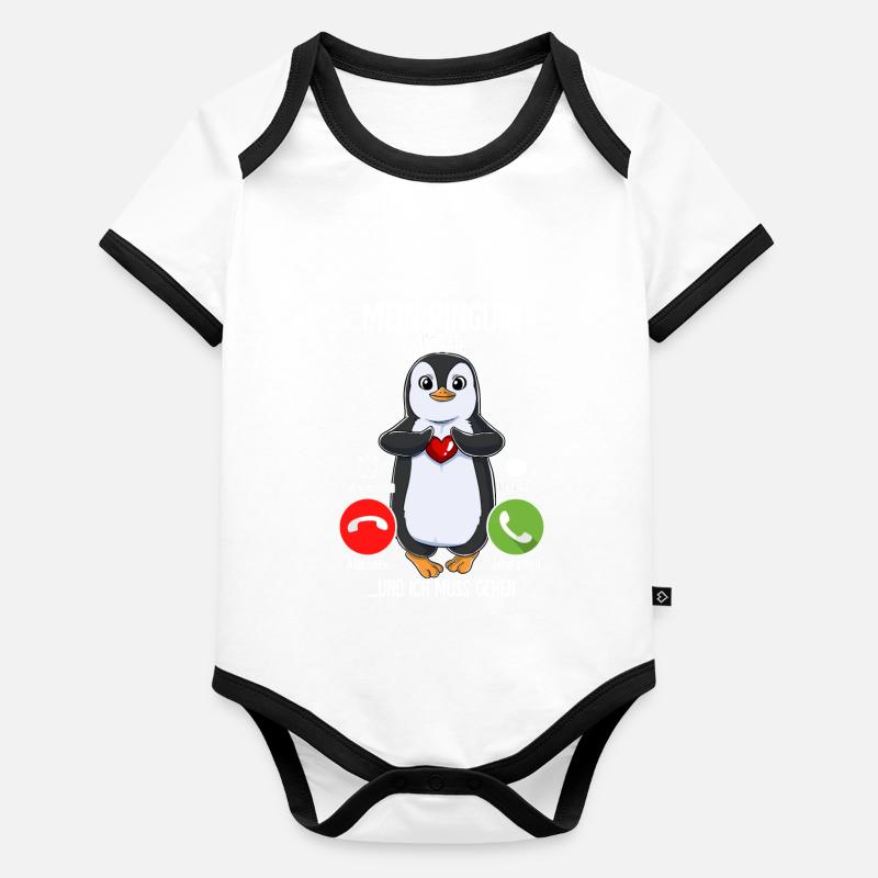 Mein Pinguin Ruft An Baby Bio-Kurzarm-Kontrastbody