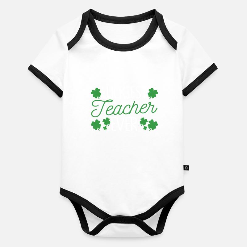 Funny St. Patrick's Day Teach Pattys Day Happiness Organic Baby Contrasting Bodysuit