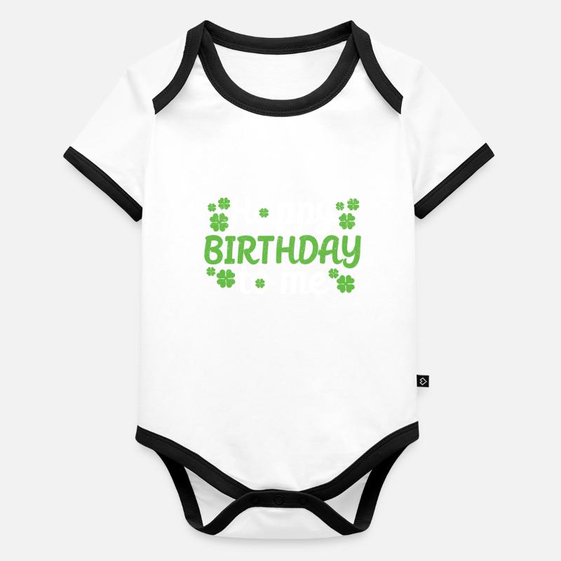 Born St Patrick's Day Irish Shamrock All the best Organic Baby Contrasting Bodysuit
