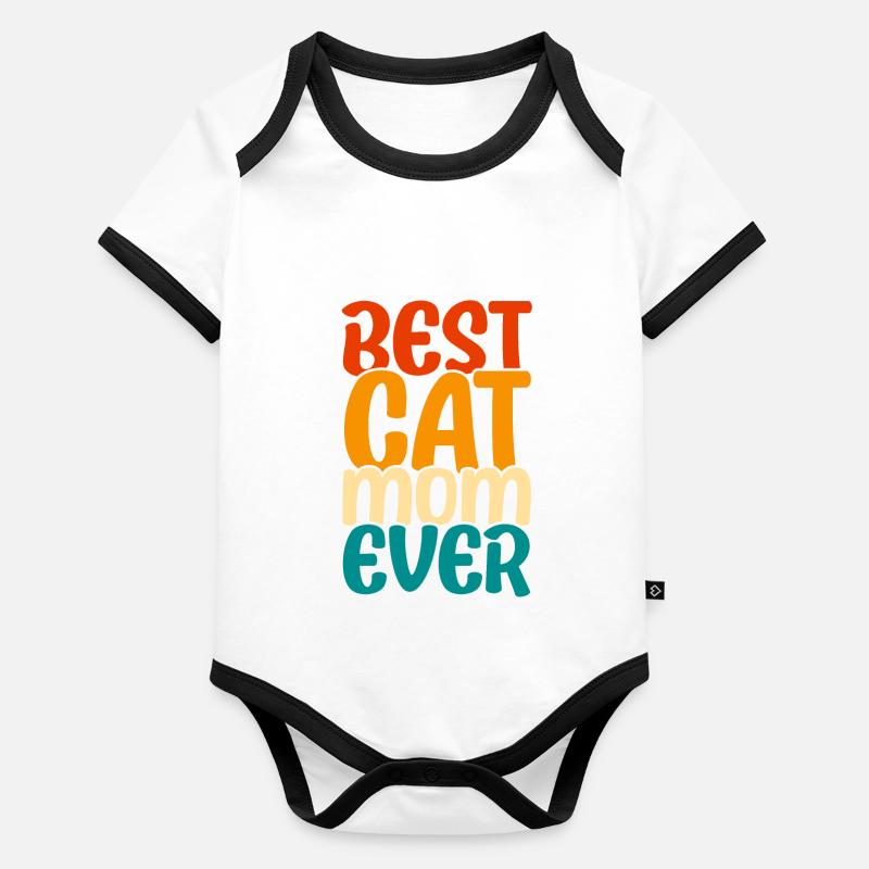 Best Cat Mom Ever Baby Bio-Kurzarm-Kontrastbody