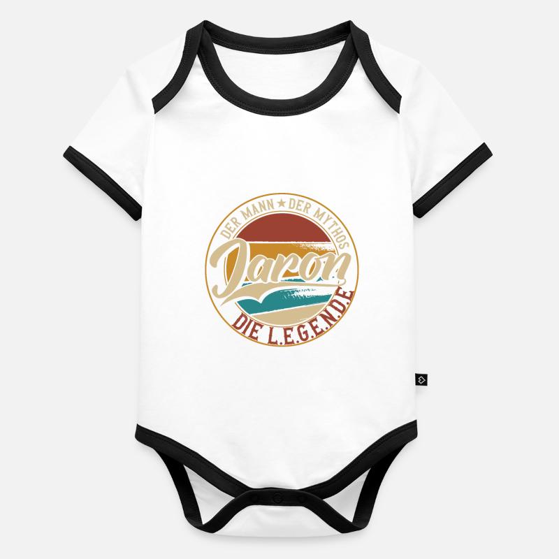 Jaron Der Mann der Mythos die Legende Geschenk Baby Bio-Kurzarm-Kontrastbody