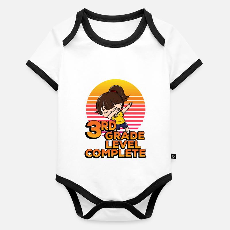 3rd Class Level Completely Cute Dabbing Girl Organic Baby Contrasting Bodysuit
