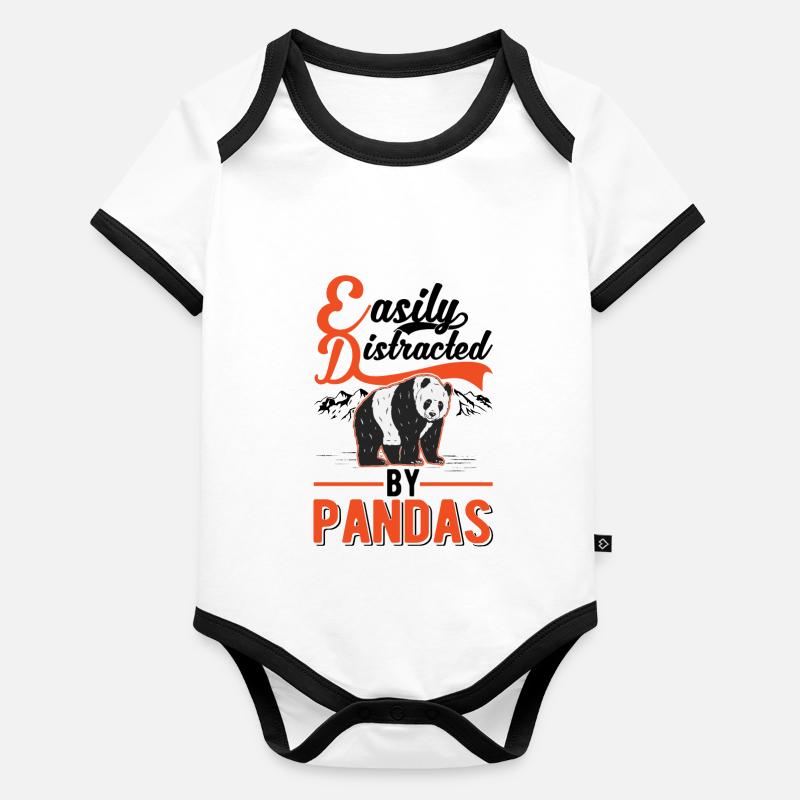 Easily distracted by Pandas Baby Bio-Kurzarm-Kontrastbody