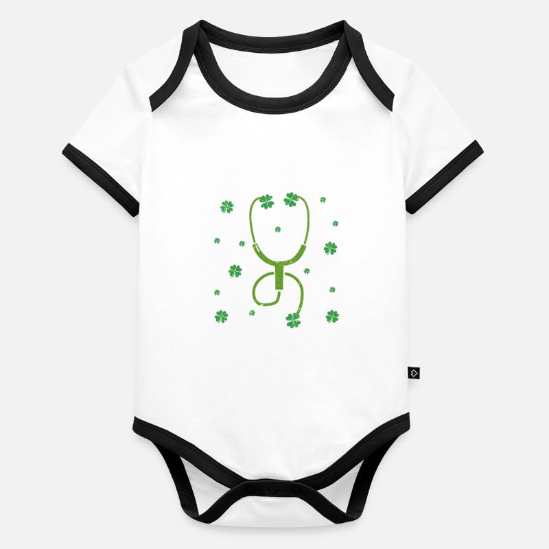 Trèfle Stéthoscope Trèfle Saint-Patrick Malade Body Bébé bio contrasté manches courtes