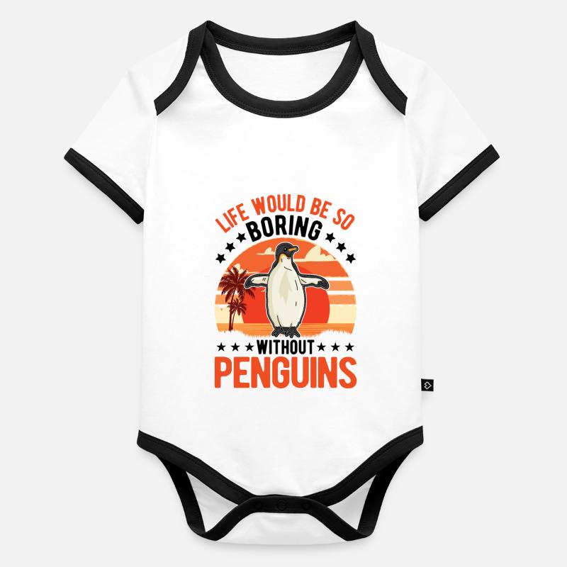 Pinguin Penguin Kaiserpinguin Gelbaugenpinguin Baby Bio-Kurzarm-Kontrastbody