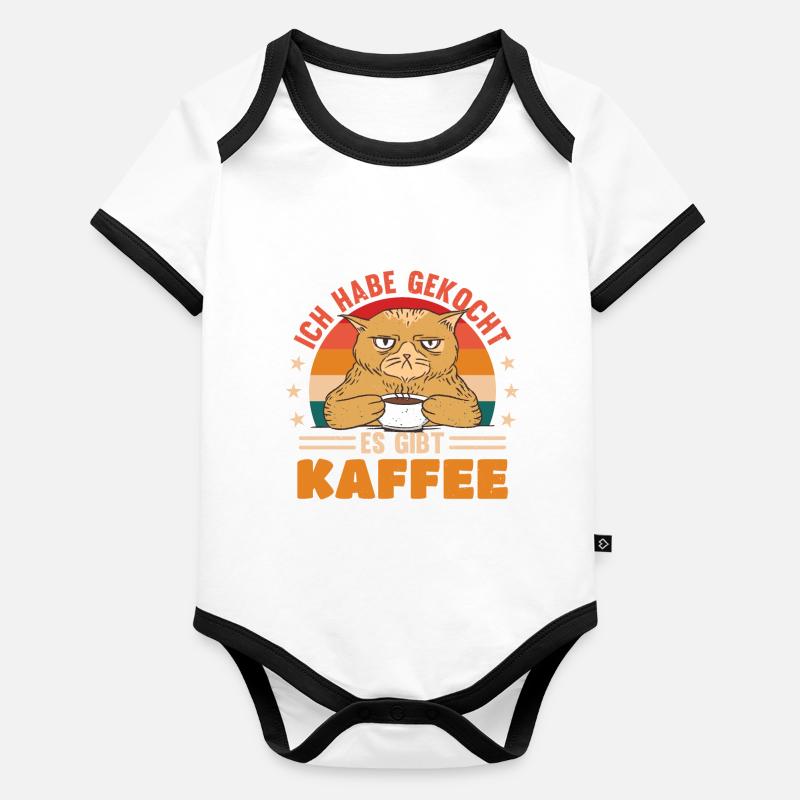Kaffee Spruch für Morgenmuffel Baby Bio-Kurzarm-Kontrastbody