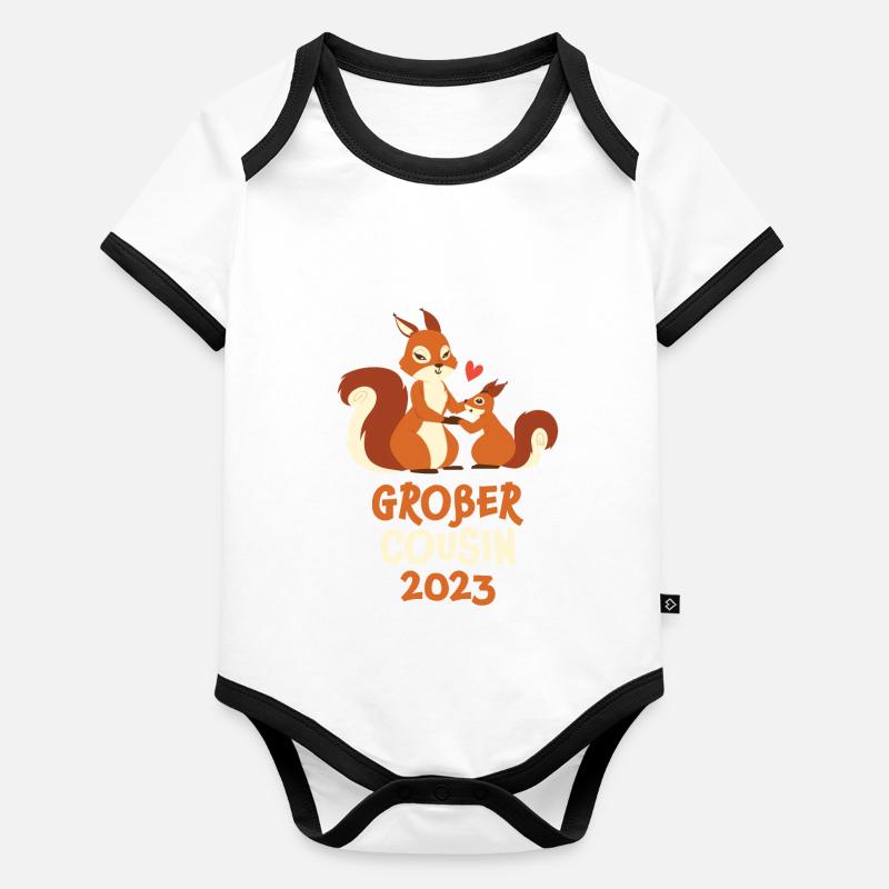 I will be big cousin 2023 squirrel Organic Baby Contrasting Bodysuit