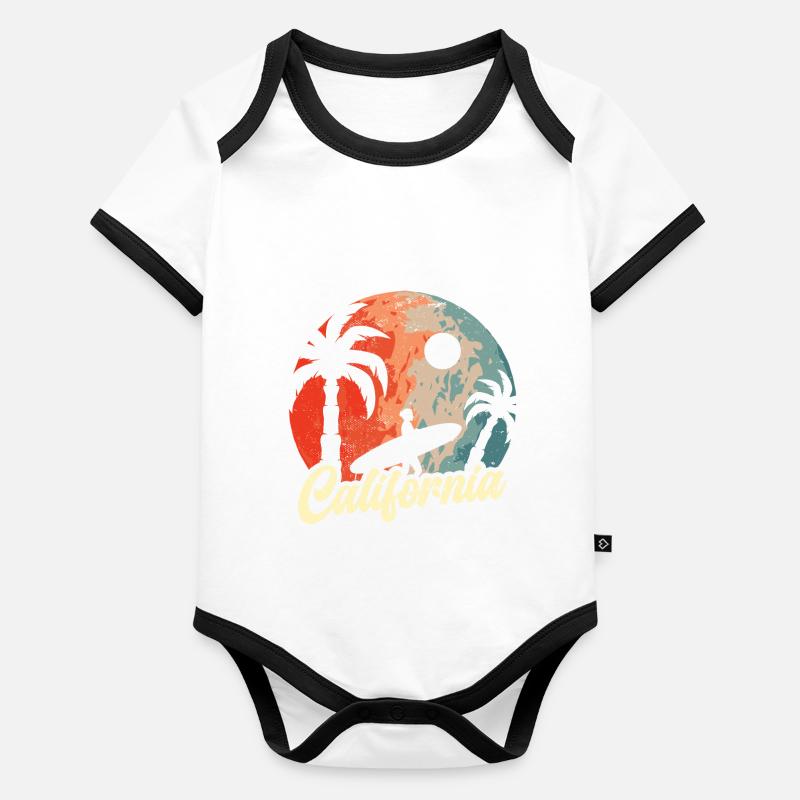 California Summer Sun Palm Beach Water Organic Baby Contrasting Bodysuit