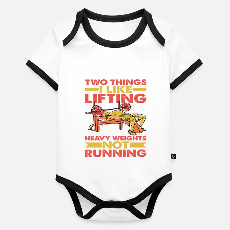 Two Things I Like, Lifting Heavy, Not Running 6 Baby Bio-Kurzarm-Kontrastbody