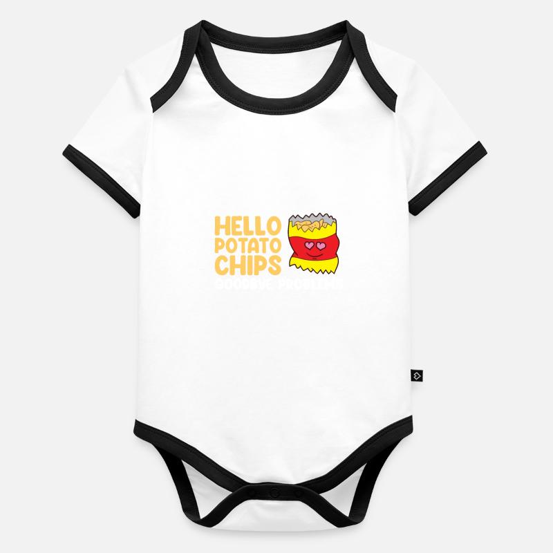 Bonjour Chips Goodbye Problèmes Chips Chips Body Bébé bio contrasté manches courtes