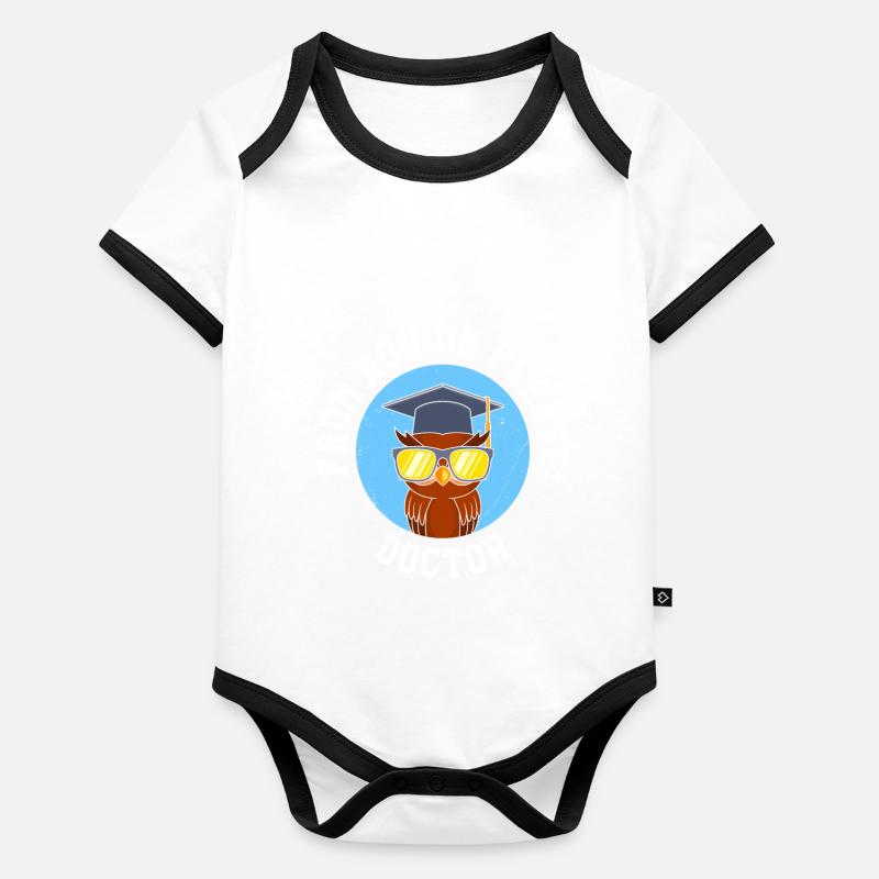 Owl From now on it is called Herr Doktor Doktortitel Organic Baby Contrasting Bodysuit