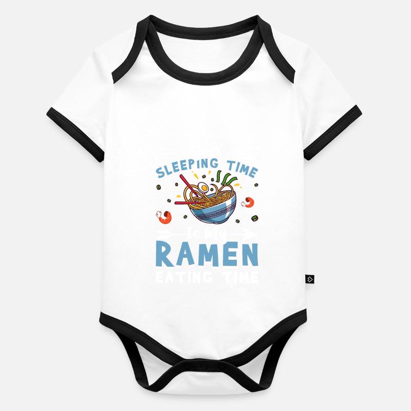 L’heure du coucher est l’heure de mon repas de ramen. Body Bébé bio contrasté manches courtes