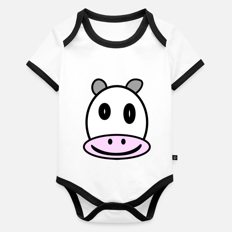 cow's head Organic Baby Contrasting Bodysuit