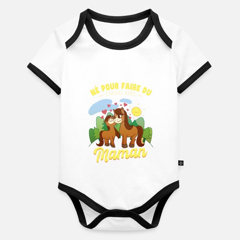 Cheval Avec Maman Body Bébé bio contrasté manches courtes