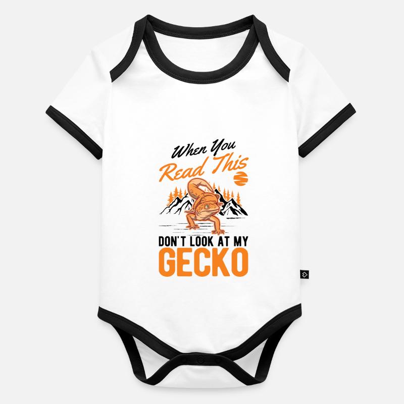 Gecko Cadeau Léopard Gecko Body Bébé bio contrasté manches courtes