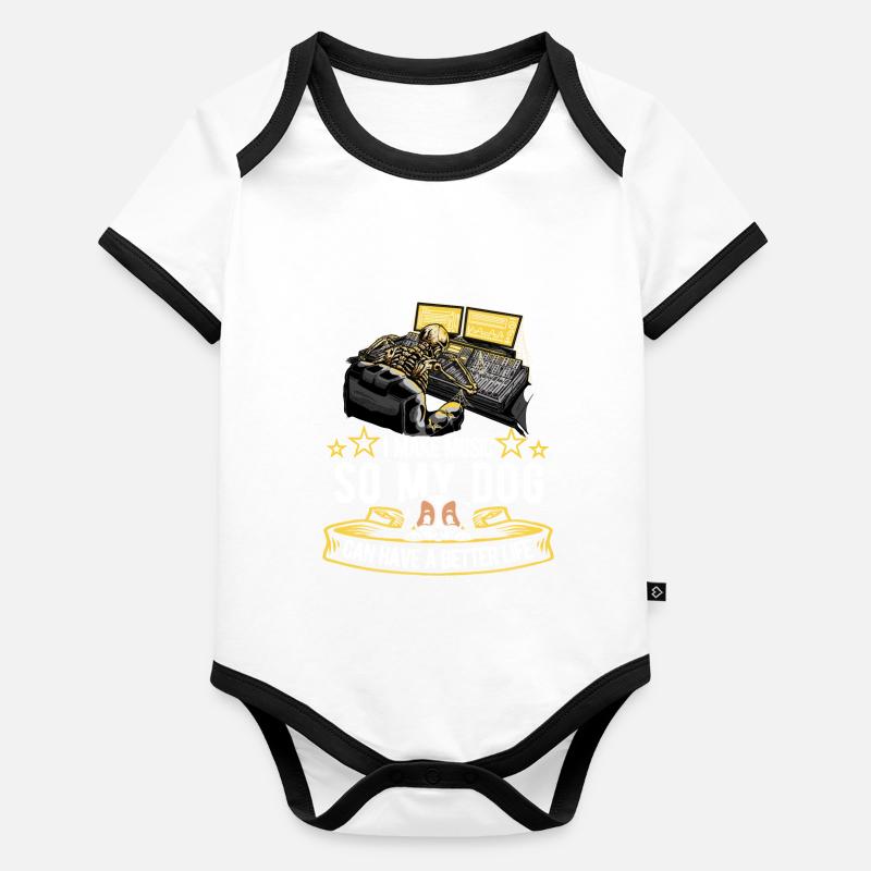 Sound Engineer Dog Organic Baby Contrasting Bodysuit