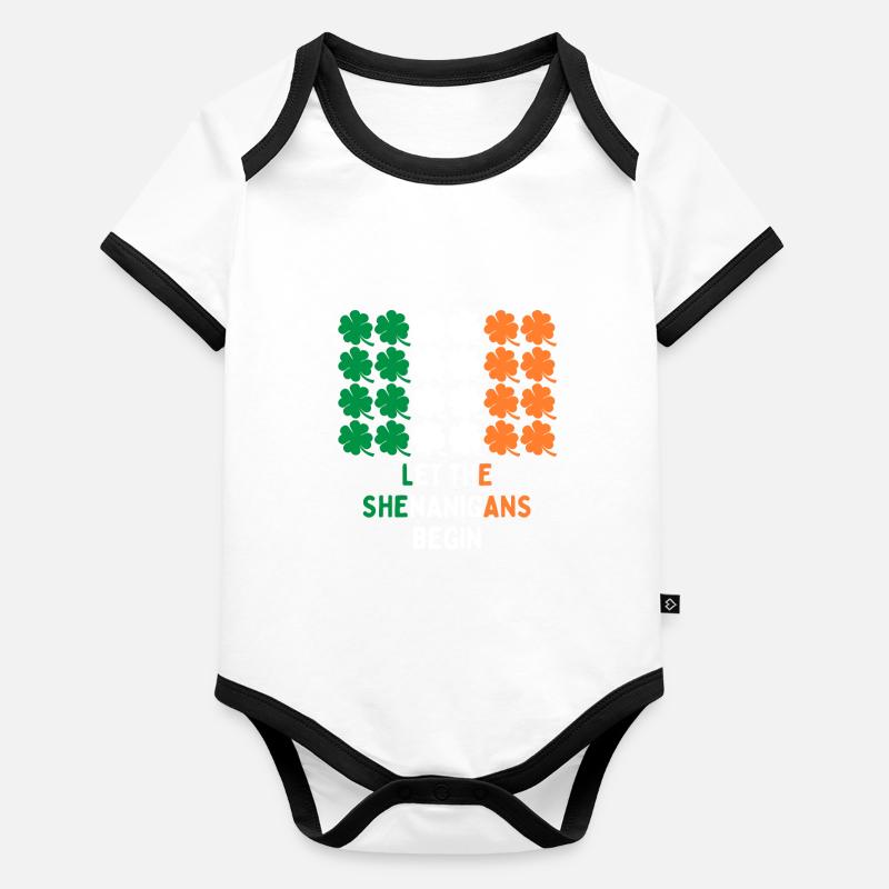 Fête de la Saint-Patrick Irlande Drapeau Clover Cadeau Body Bébé bio contrasté manches courtes