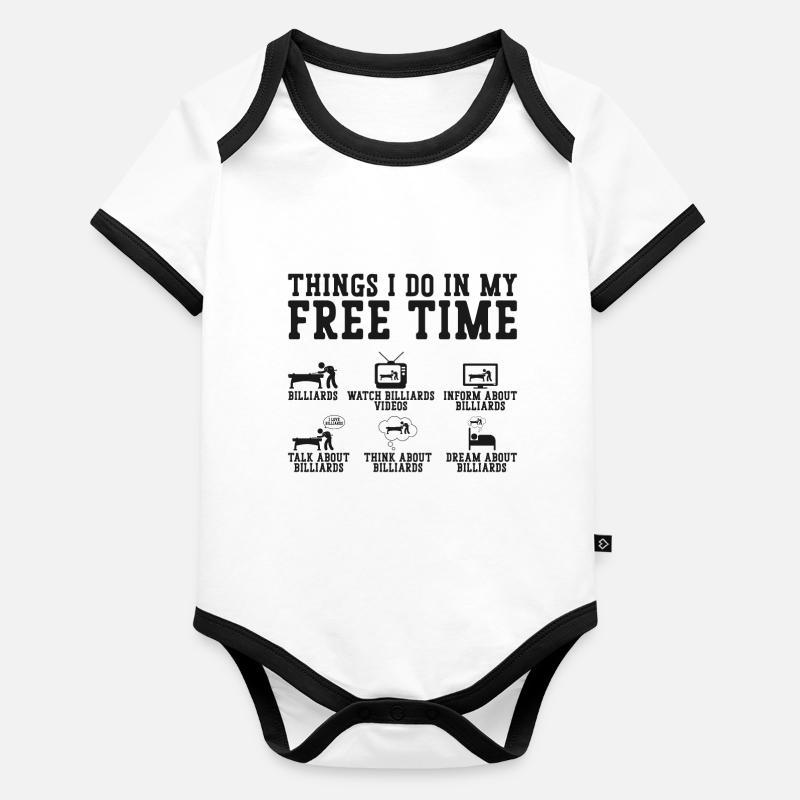 Billiards Pool Player Ball Things Baby Bio-Kurzarm-Kontrastbody