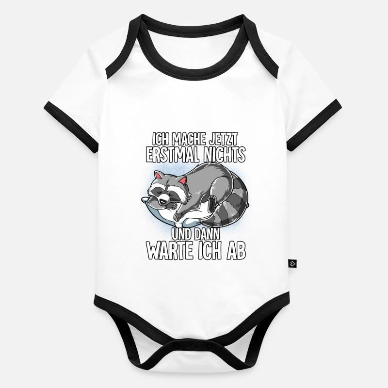 Langschläfer Waschbär Müde Schlaf Baby Bio-Kurzarm-Kontrastbody