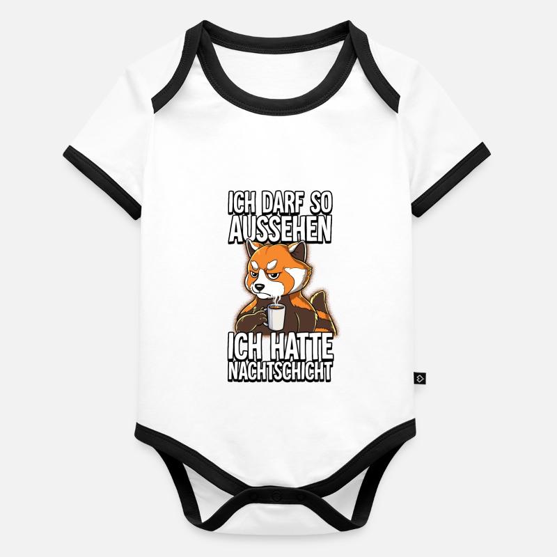 Ich Hatte Nachtschicht Kaffee Roter Panda Baby Bio-Kurzarm-Kontrastbody