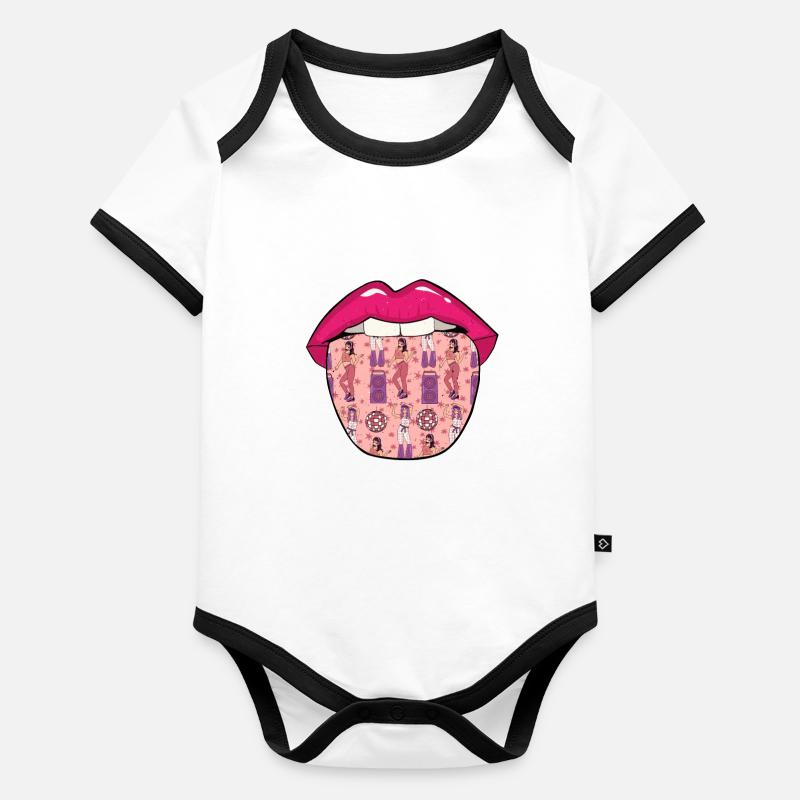 Langue de danseur dansant Body Bébé bio contrasté manches courtes