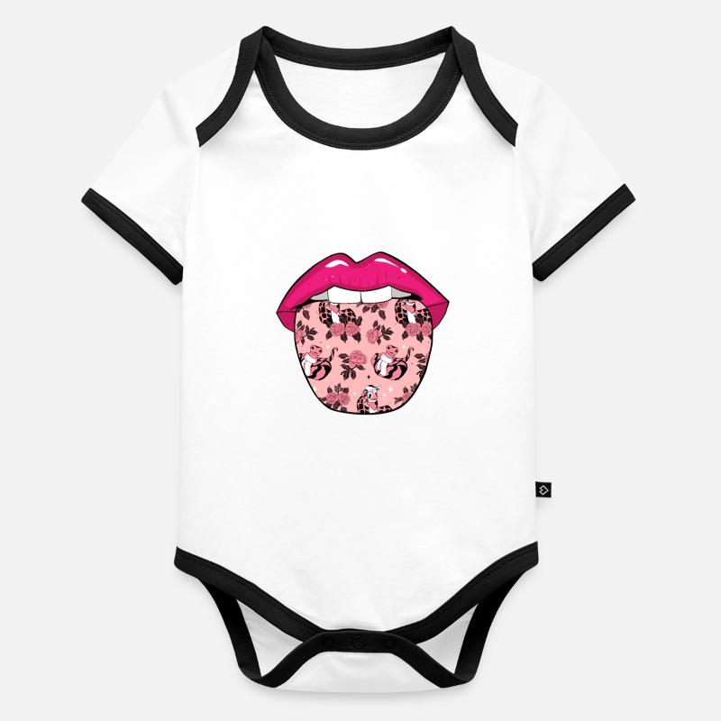Langue de serpent - Body Bébé bio contrasté manches courtes - 