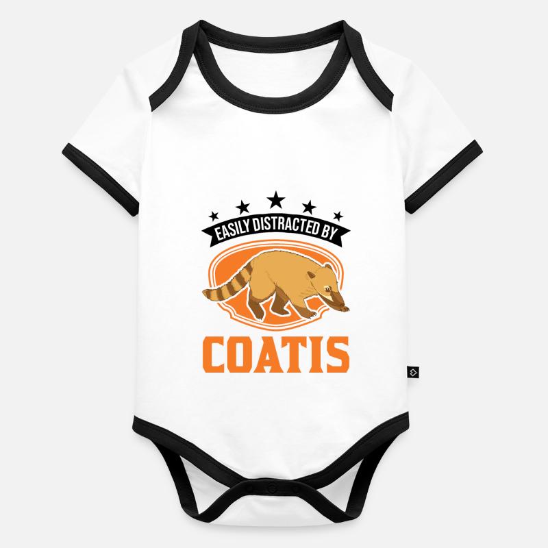 Easily distracted by Coatis coati Organic Baby Contrasting Bodysuit