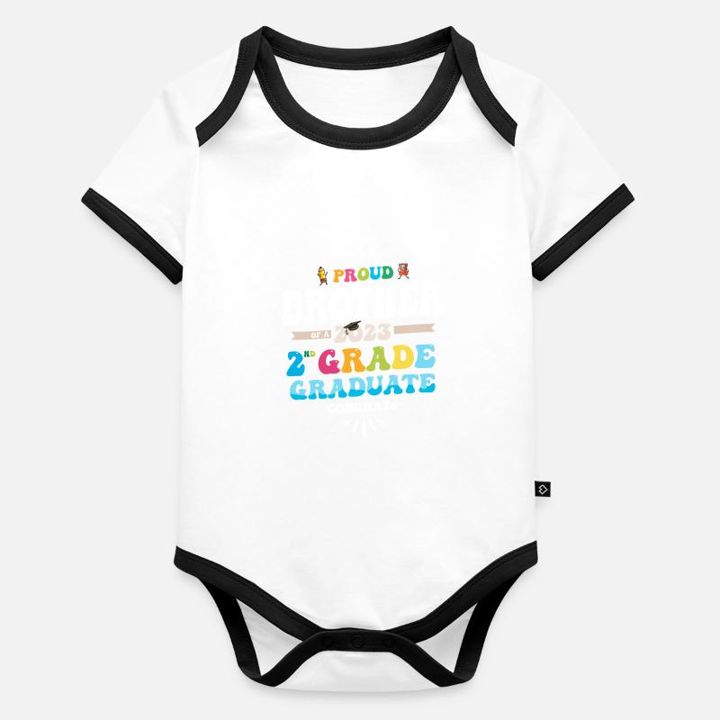 Fier frère d’une classe de 2e année de 2023 Body Bébé bio contrasté manches courtes