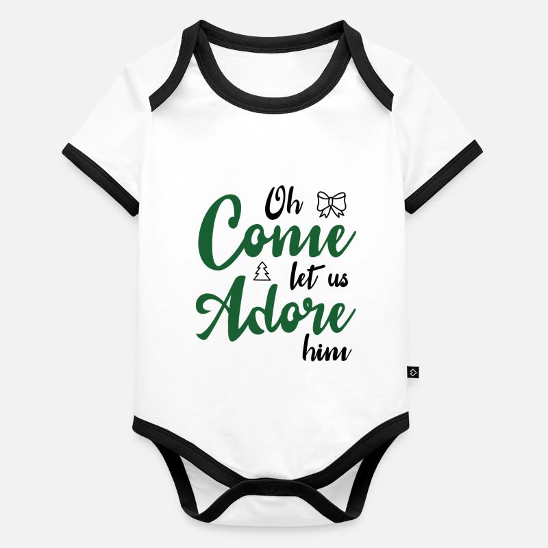 Oh come let us adore him Organic Baby Contrasting Bodysuit