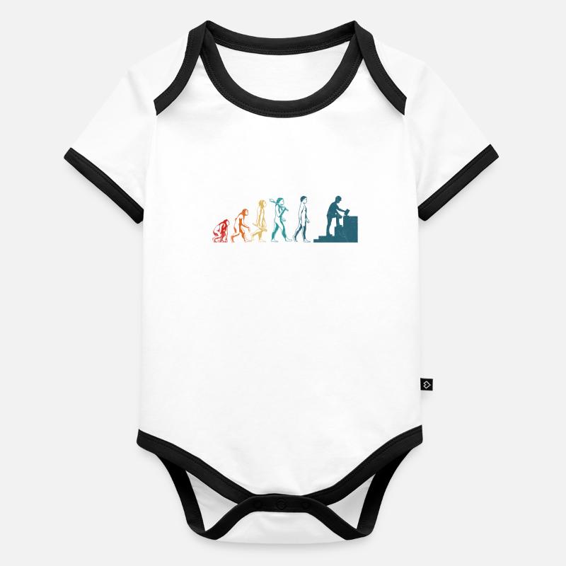 Concrete Finisher Evolution Funny Concrete Worker Organic Baby Contrasting Bodysuit