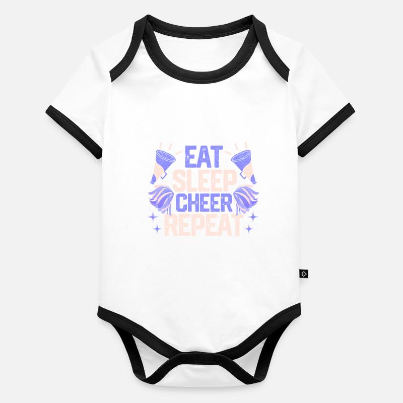 Eat Sleep Cheer Repeat Cheerleading Funny Baby Bio-Kurzarm-Kontrastbody