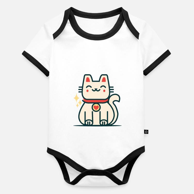 Lucky Cat Baby Bio-Kurzarm-Kontrastbody