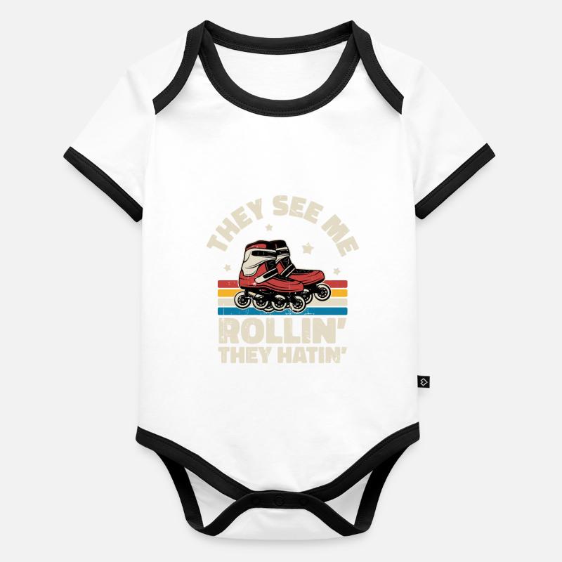 Inlineskating Inlineskater Geschenk Baby Bio-Kurzarm-Kontrastbody