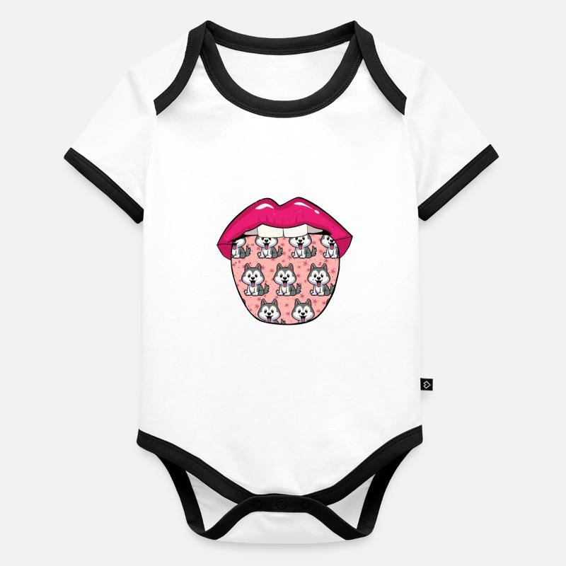 Langue husky sibérienne Body Bébé bio contrasté manches courtes