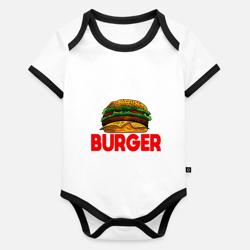 Cadeau Burger drôle Body Bébé bio contrasté manches courtes