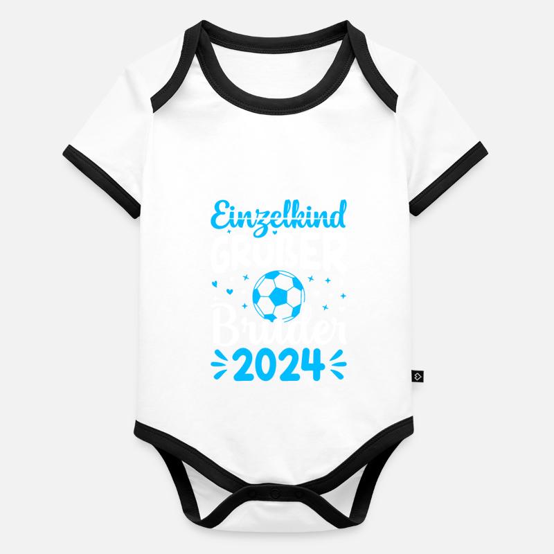 Jungen Ich werde Großer Bruder 2024 Geburt Spruch Baby Bio-Kurzarm-Kontrastbody