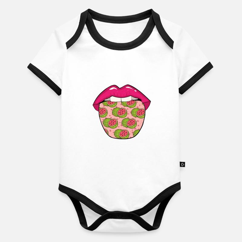 Langue de pastèque Body Bébé bio contrasté manches courtes