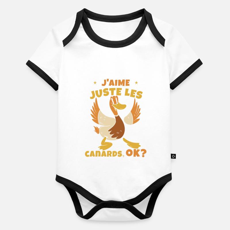 J'Aime Juste Les Canards Body Bébé bio contrasté manches courtes