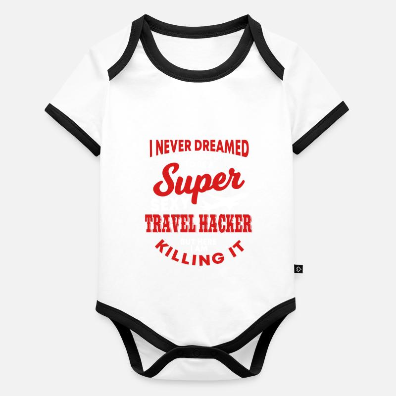 Drôle de chemise de hacker de voyage Body Bébé bio contrasté manches courtes
