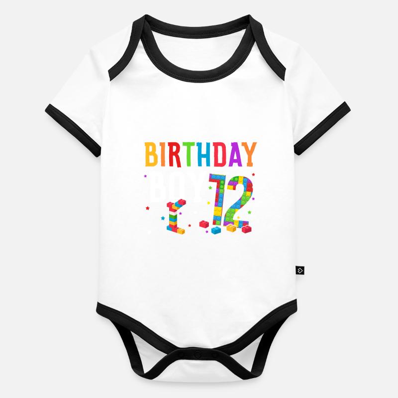 Blocs de construction enfant anniversaire 10 ans Body Bébé bio contrasté manches courtes