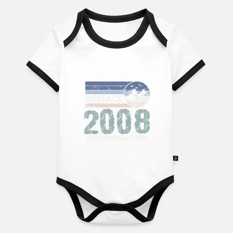 Edition Limitée Millésime 2008 Body Bébé bio contrasté manches courtes
