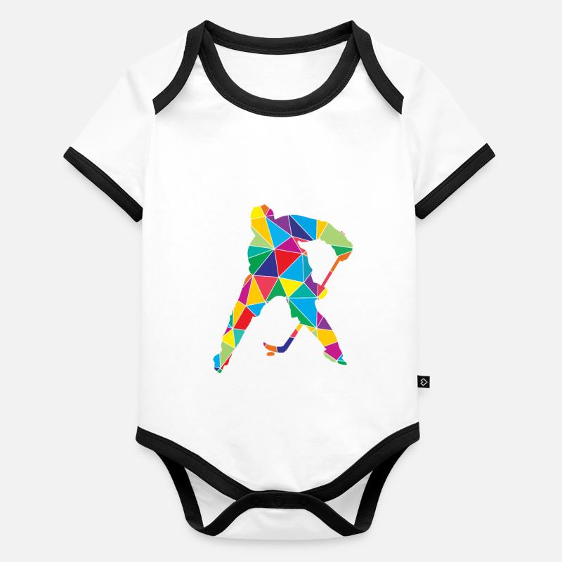 Hockey sur glace poly faible Poly Hockey sur glace Polygone Body Bébé bio contrasté manches courtes