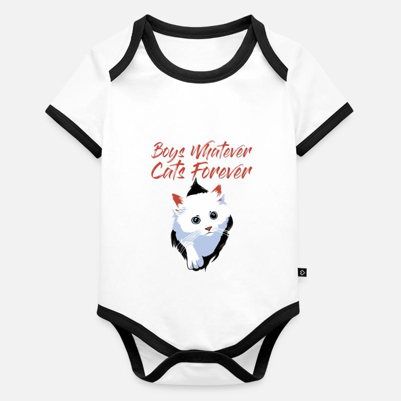 Boys Whatever Cats Forever 4 Body Bébé bio contrasté manches courtes