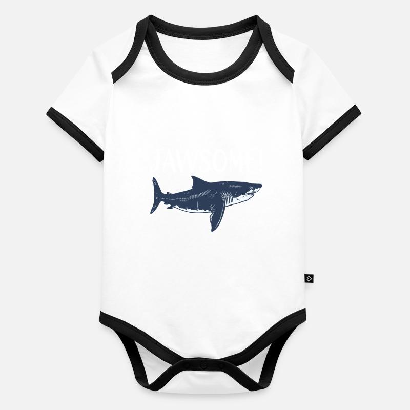 Cadeau de requin Amoureux des requins Body Bébé bio contrasté manches courtes