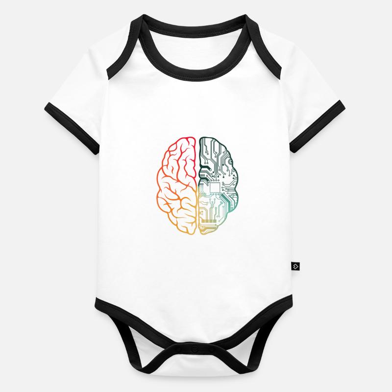 Programmer HTML - Developer Programming Brain Pun Organic Baby Contrasting Bodysuit