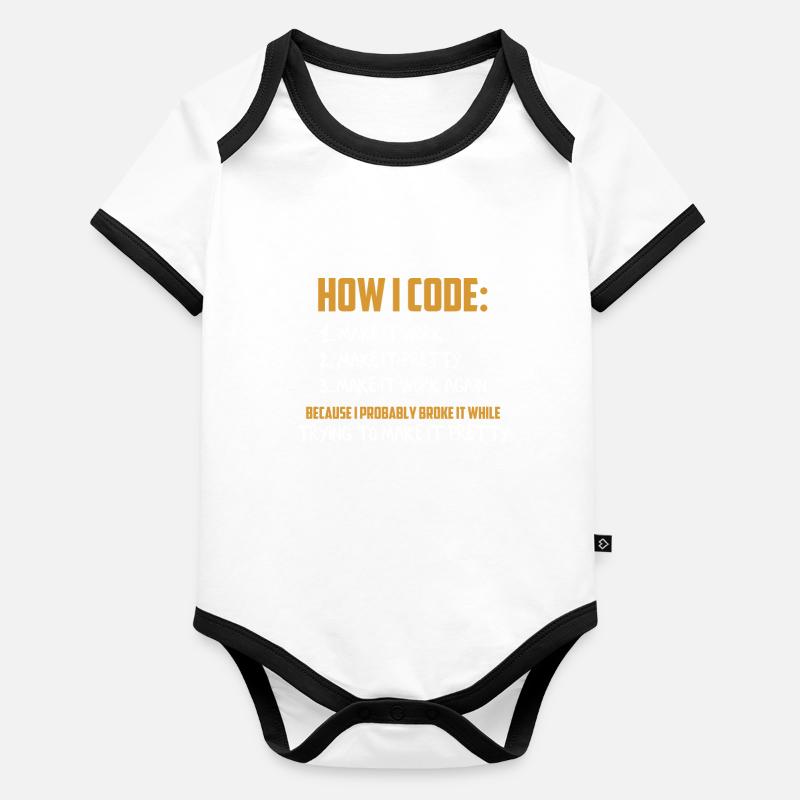 Programmeur Codeur Développeur Programmation Jeu de mots Body Bébé bio contrasté manches courtes