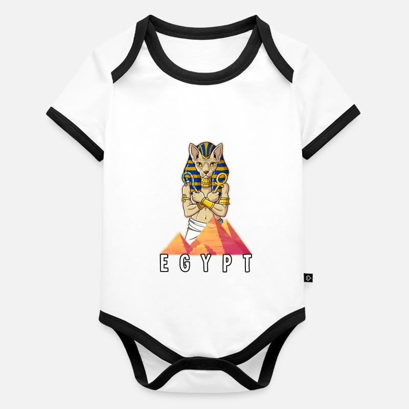 Égypte Sphynx Pharaon Body Bébé bio contrasté manches courtes