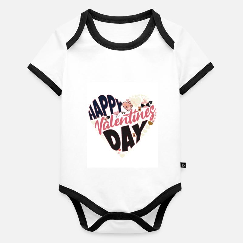 Happy valentines day Organic Baby Contrasting Bodysuit