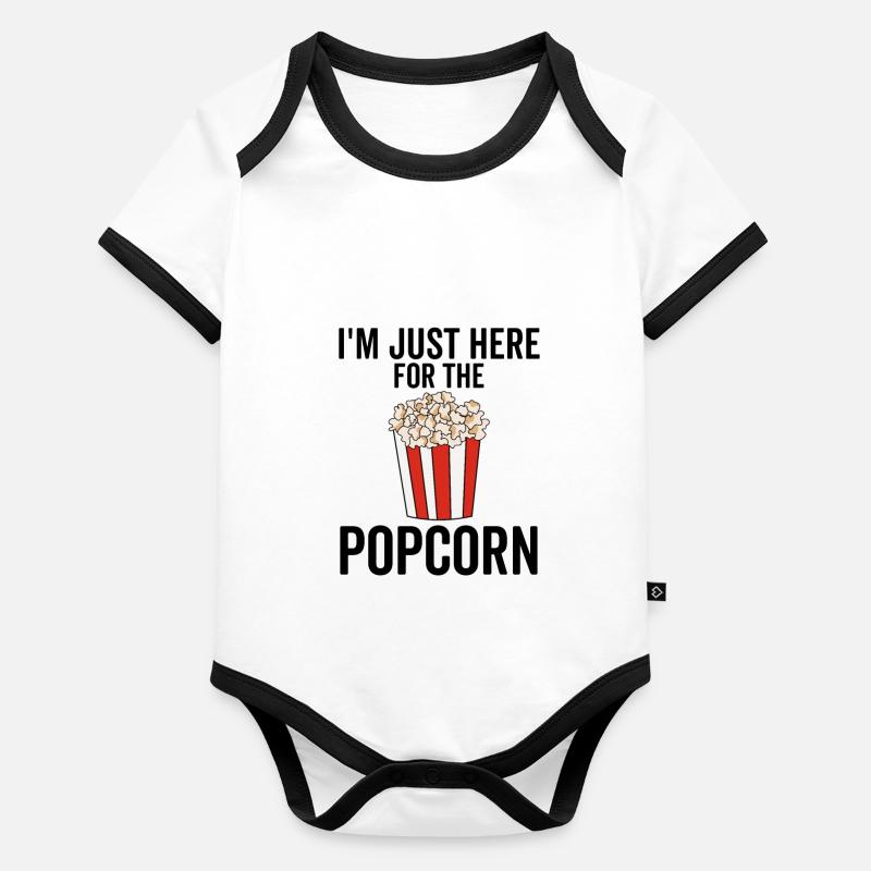 Je suis juste là pour le pop-corn Body Bébé bio contrasté manches courtes